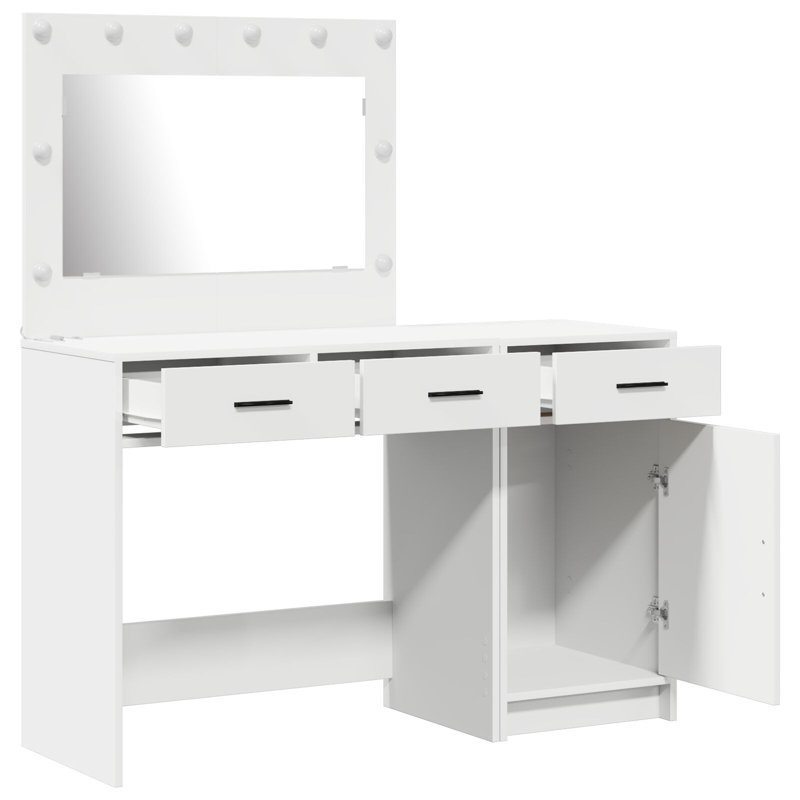 Dressing Table with Mirror, White