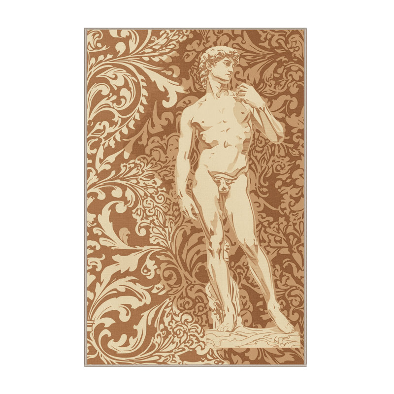 Tapis damassé classique Ramirez lavable à la machine en brun - reliure beige, 6 x 9