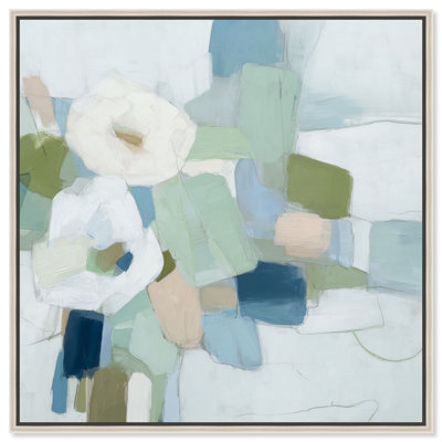 Tableau sur toile encadré Shore Tides II, couleur sauge, par Art Remedy, cadre argenté, 61 x 61 cm