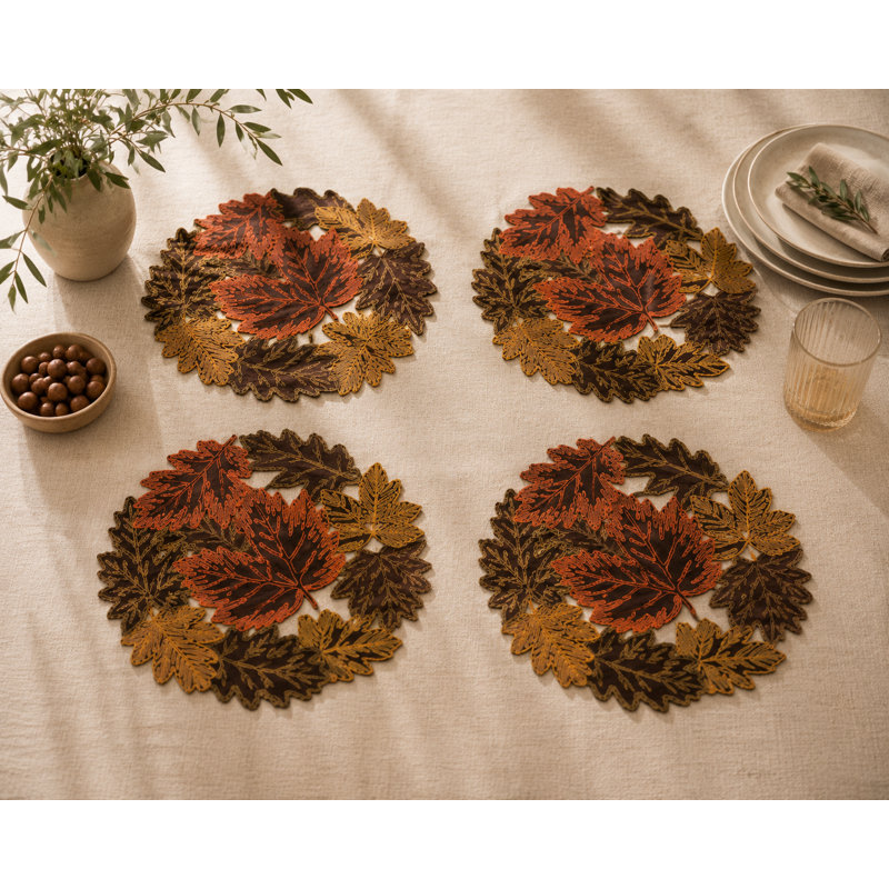Napperon Autumn Leaves, Brun / Orange / Or
