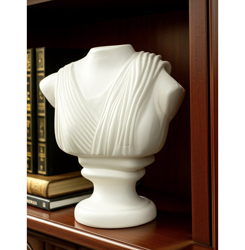 Sculpture Buste Papier Bois Mache MDF Drapé Classique Forme Du Corps Home Office Chambre Salon Décor - 16 "Ivoire