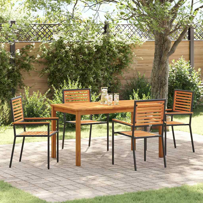 Patio Dining Set with, Black, 5, Black, 4