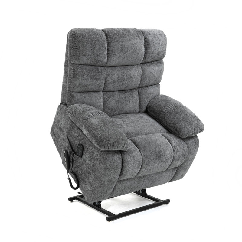 Olda Upholstered Lift Assist Power Recliner, Gray Chenille