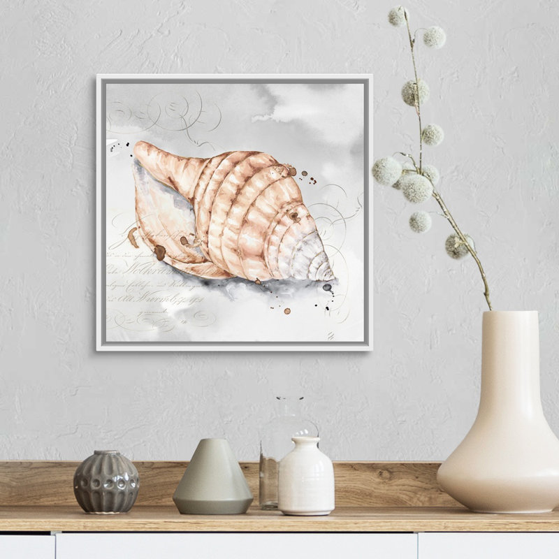 Reproduction d’art sur toile, "blush Shell I" par Eva watts, H 18 po x l 18 po x P 1,75 po, Cadre blanc