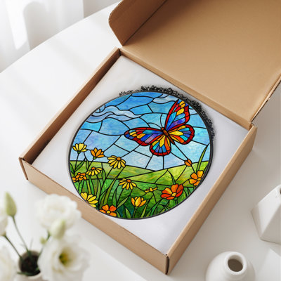 Vitrail de jardin en verre coloré 7,8 po H
