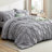 Bedsure Queen Burgundy Pintuck Bed-in-a-Bag - Mineral Blue Pinch Pleat Comforter Set with Sheets, Pillowcases & Shams (Set of 7)-105523204-105523230