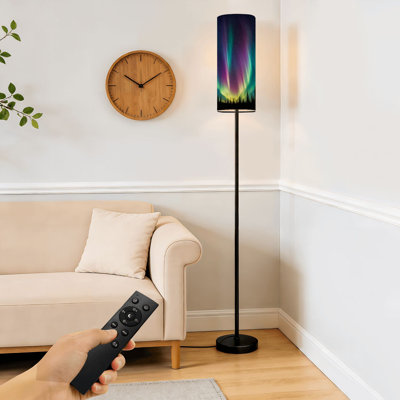 Floor Lamp  Multicolored northern lights Aurora Canadian forest Dimmable Modern Standing Lamp with Remote Control Footswitch Bulb Lampshade Tall Pole Corner Lamp for Living Room Bedroom Office