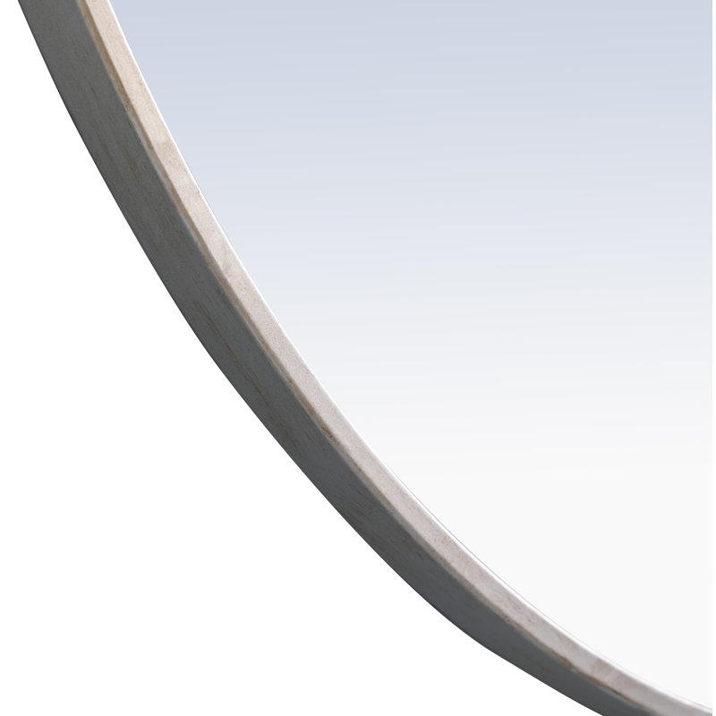 Cassie Metal/Manufactured Wood Round Wall Mirror, Silver, 32" x 32" 