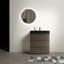 Meuble-lavabo autoportant de 30 po avec lavabo, grand meuble-lavabo autoportant pour salle de bain moderne, lavabo une pièce noir sans drain ni robinet, pré-assemblé-131578385