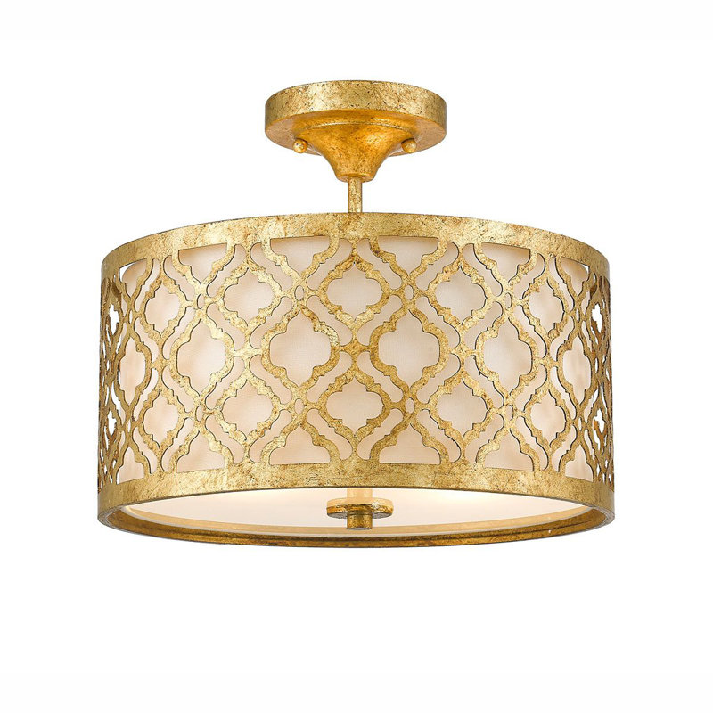 Remy 2 - Light Distressed Gold Drum Pendant