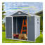 Rangement extérieur en résine 6 pi x 8 pi, abris de jardin en plastique avec plancher et porte verrouillable pour la cour arrière, pelouse, gris