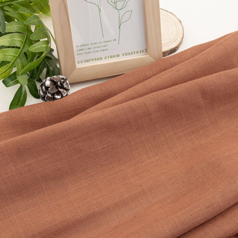Paire de rideaux semi-transparents en lin, L 52 po x L 63 po, Terracotta