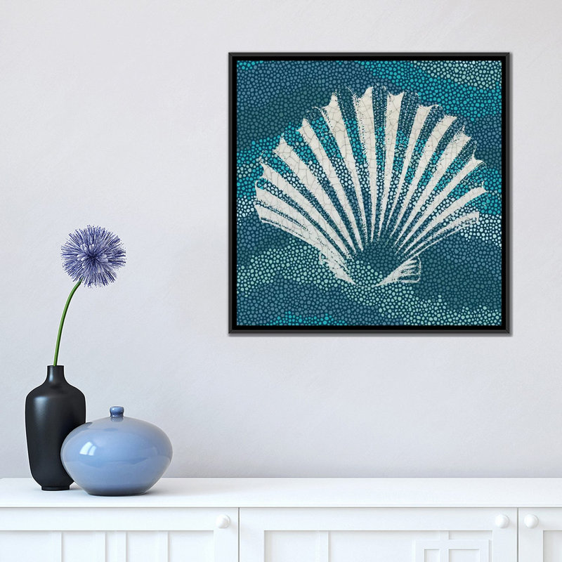 «Sea Glass I», impression sur toile tendue, H 18 po x l 18 po x P 1,5 po, Toile encadrée noire, Pas de tapis