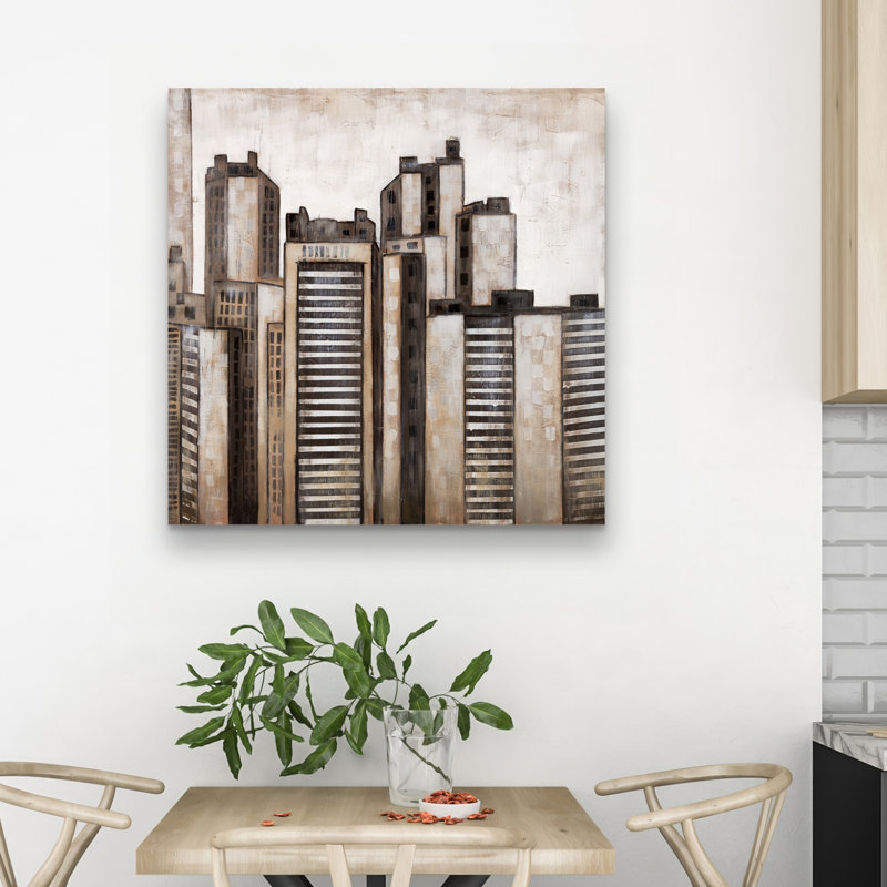 Striped skyscrapers - 32"x32" art on canvas