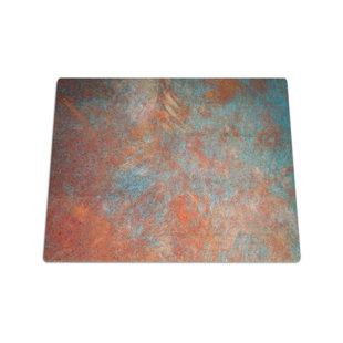 RV Small Stove Top Cover & Cutting Board - Orange & Teal Rust