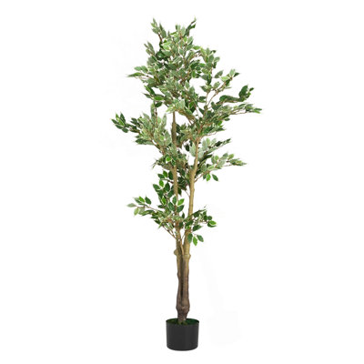 Ficus artificiel avec pot en plastique noir