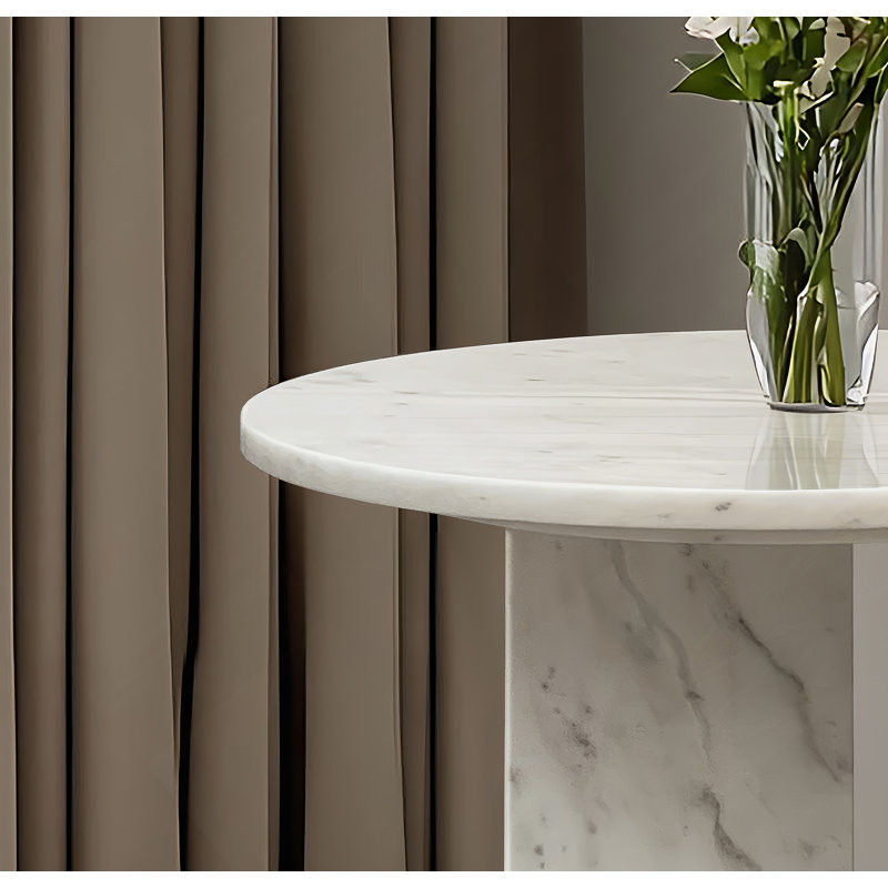 Table basse en marbre naturel blanc, petite table, table de salon, pierre naturelle, H 15,8 po x L 17,7 po x l 17,7 po, White