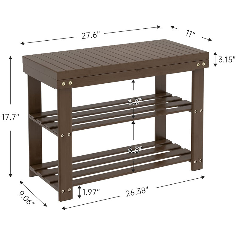 Banc de rangement en bois pour chaussures, Brun