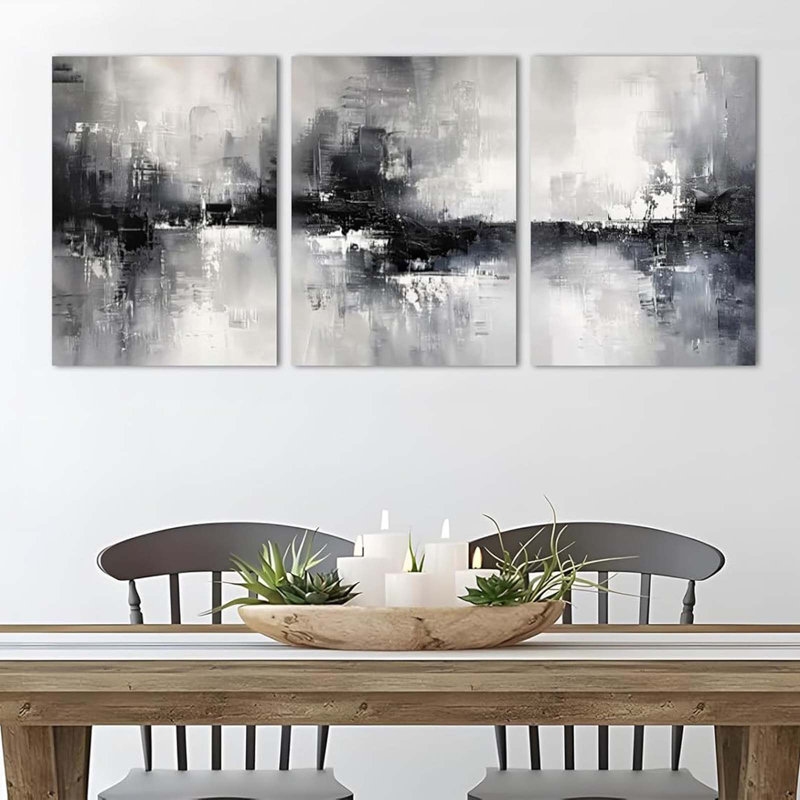 3 Piece Large Abstract Canvas Wall Art For Living Room, Modern Art Pictures Wall Decor, Contemporary Minimalist Prints, Home Artwork - Dining Room Office Framed