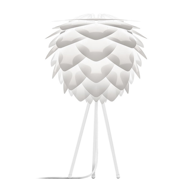 Lampe de table à trépied 19 po Silvia, Blanc, Blanc