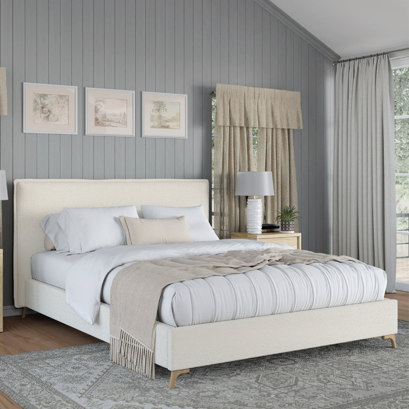 Pelham Flange Edge Bed Frame, King, Cream Boucle