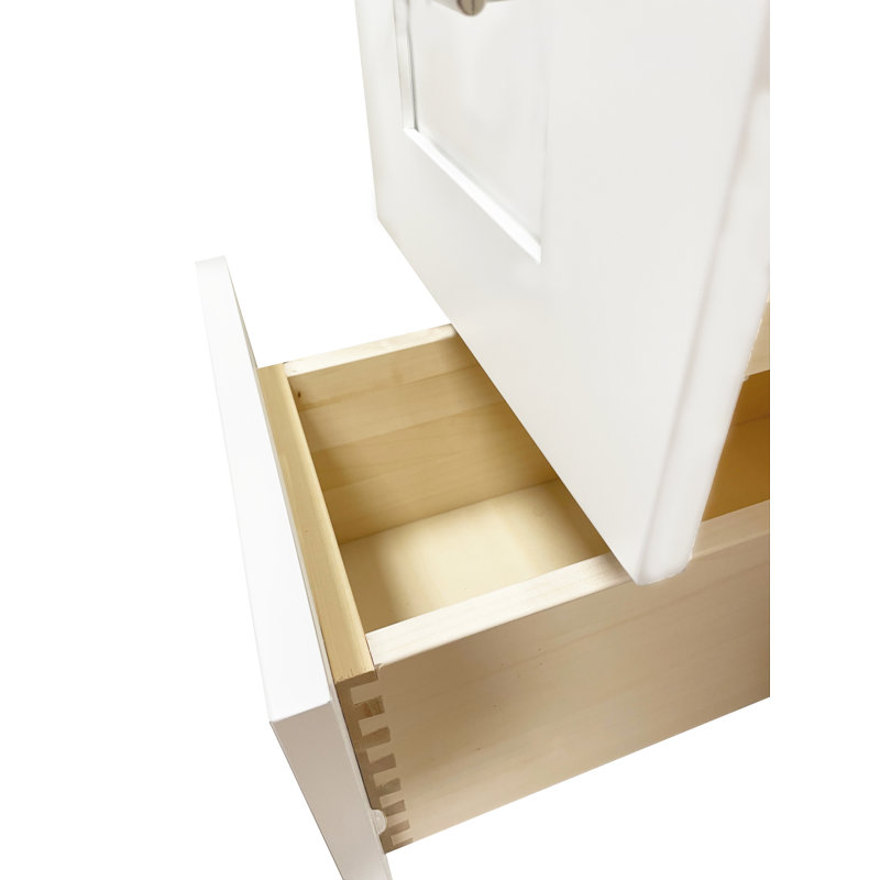 Disar 39'' White Single Bathroom Vanity with Drawer Left