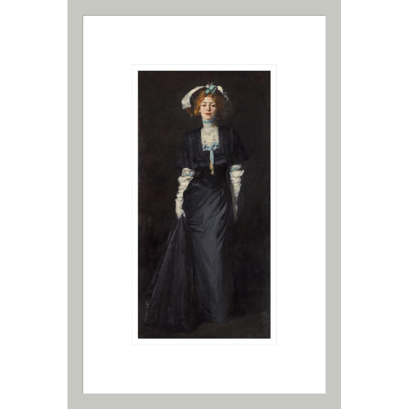 Jessica Penn en noir avec plumes blanches par Robert Henri, 16.75" H x 11.19" W