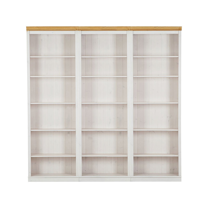 Demetricia 223cm H x 222cm W Library Bookcase, Brown/White