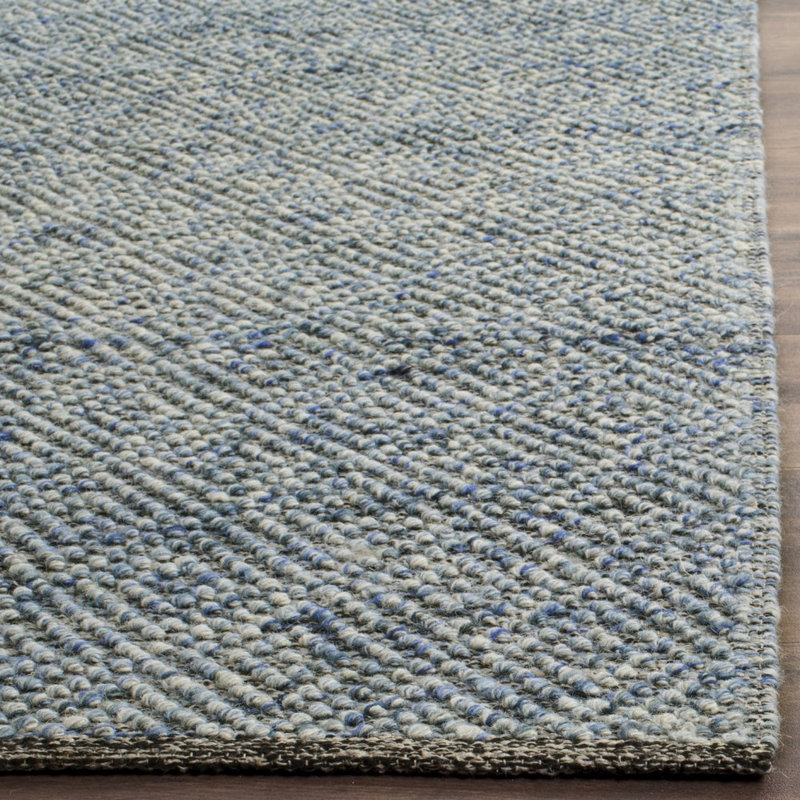 Tulane Hand Woven Wool/Cotton Geometric Rug in Blue, Rectangle 8' x 10'
