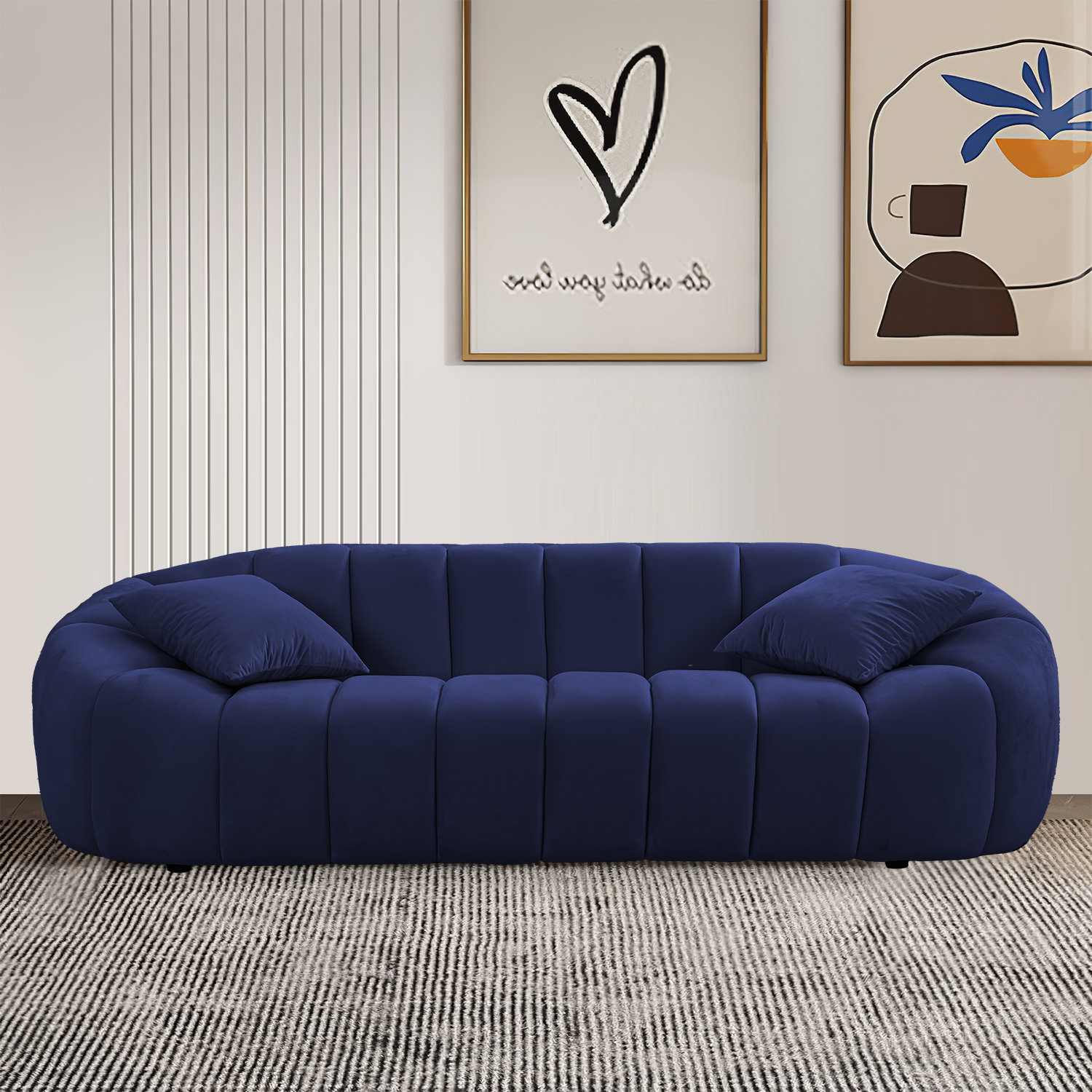 Laila 87 Chenille Fabric Sofa with Block Legs by Furniture of