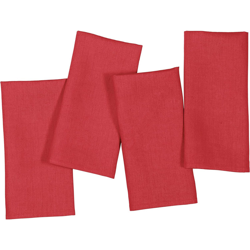 Serviettes d'angle en lin D'Moksha Homes, L 10 po x L 10 po, Rouge
