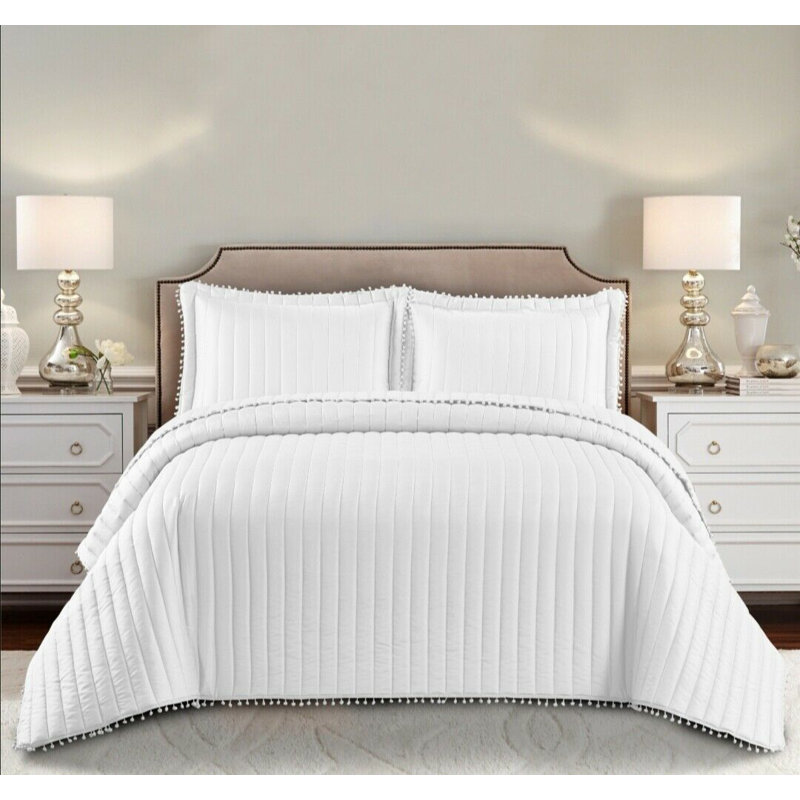 Kazanovicz Polyester No Pattern Bedspread, W240 x L240 cm, White