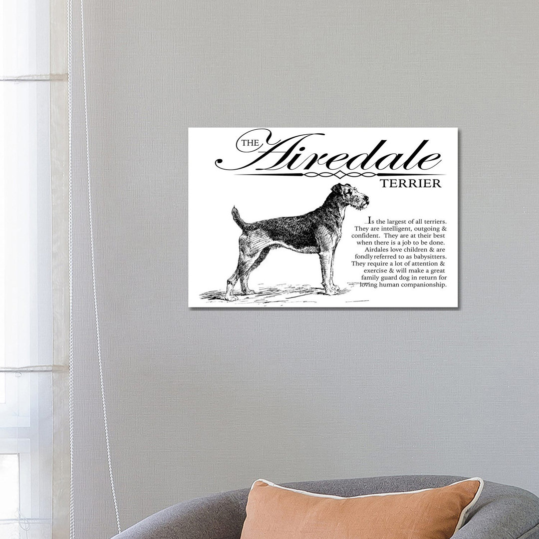 Vintage Airedale Terrier Storybook Style by Traci Anderson - Gallery-Wrapped Canvas GiclÃ©e on Canvas
