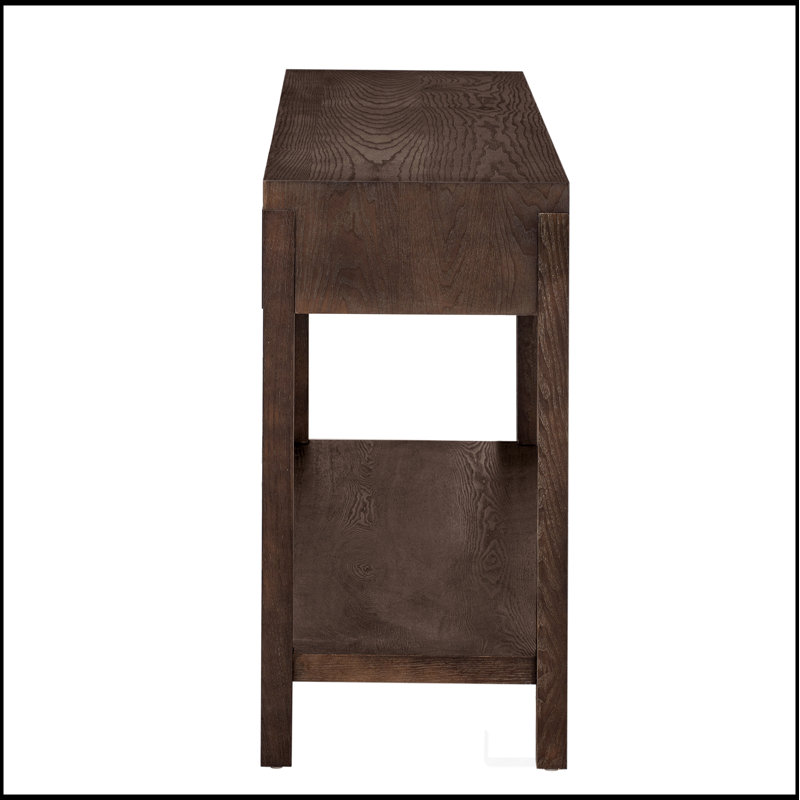 Ash Veneer Modern Style Console Table, Striped Design, Suitable for Entryway, Corridor, Foyer, Living Room, Study, Brown