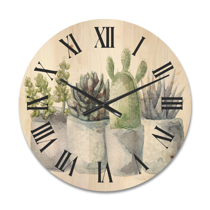 Horloge murale cactus et plantes grasses, Moyen