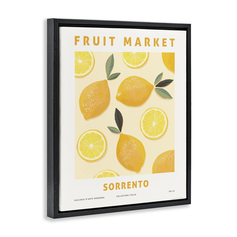 «Fruit Market Lemons», art mural encadré flottant par Reinders, Cadre flottant noir de jais, H 21 po x l 17 po