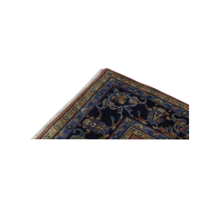 Hand-Knotted High-Quality Navy and Brown Area Rug