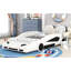 Twin Size Platform Bed With Race Car Design And Movable Function Wheels Guardrails, White - Stylish Protected Bedroom Option Appearance Wheels, Essential
