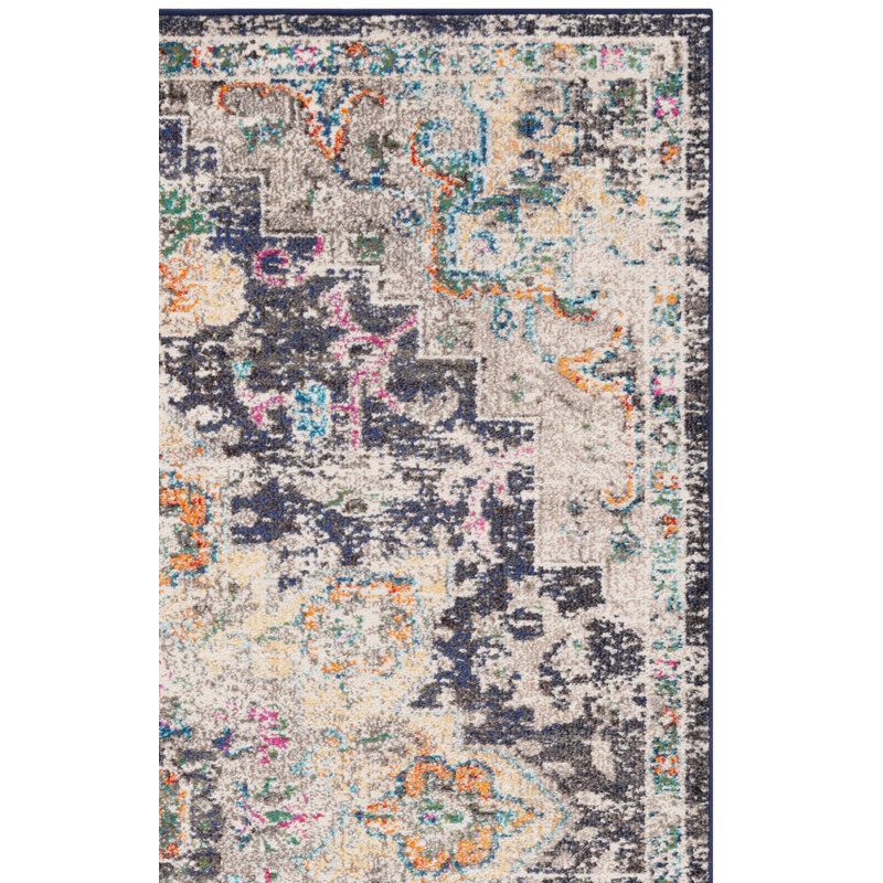 Felty Oriental Black/Gold Area Rug, Runner 2'2" x 16'
