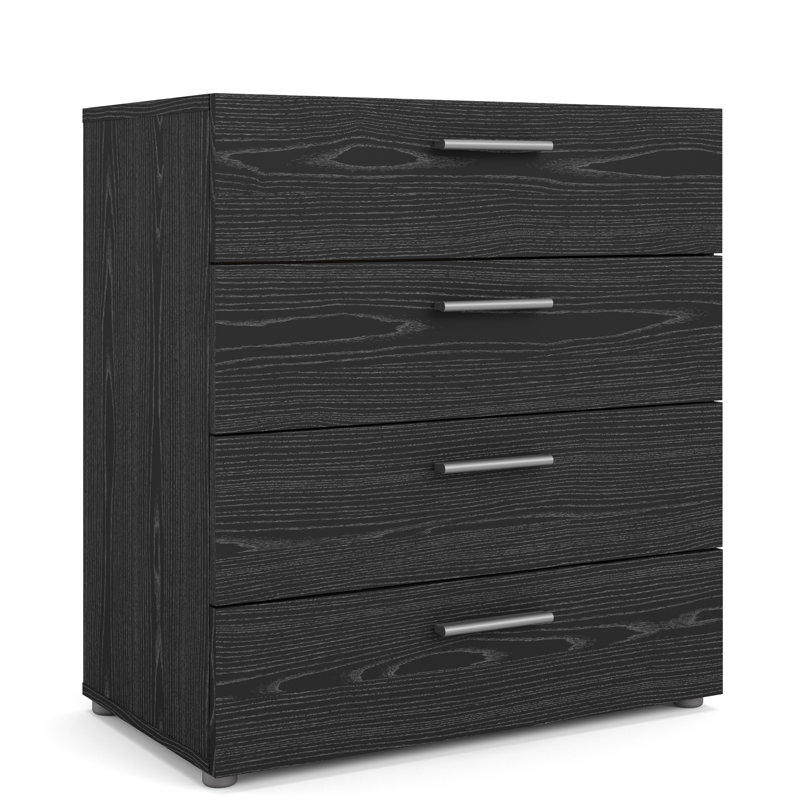 Diamone 4 Drawer 80.2cm W Chest, Black Woodgrain