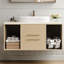 Meuble-lavabo mural contemporain de 39,3 po avec lavabo ovale en céramique, tablette ouverte et drain réglable avec salle de bain