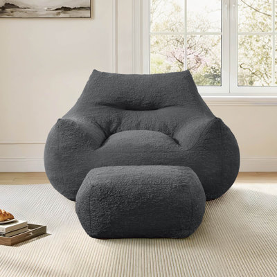 Fauteuil à billes très large avec repose-pieds