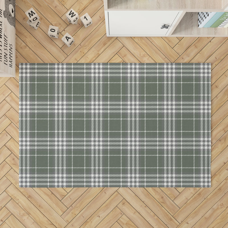 Christopher's Plaid Kids Play Mat, Rectangle 3' x 5', Chimichurri/Green