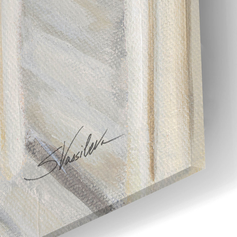 Art mural en verre acrylique 16 po x 24 po «Attic Bathroom 2 Grey Wood» par Silvia Vassileva, H 24 po x l 16 po