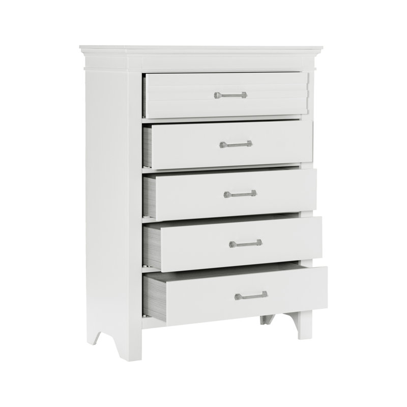 Commode 5 tiroirs Brendis, Blanc