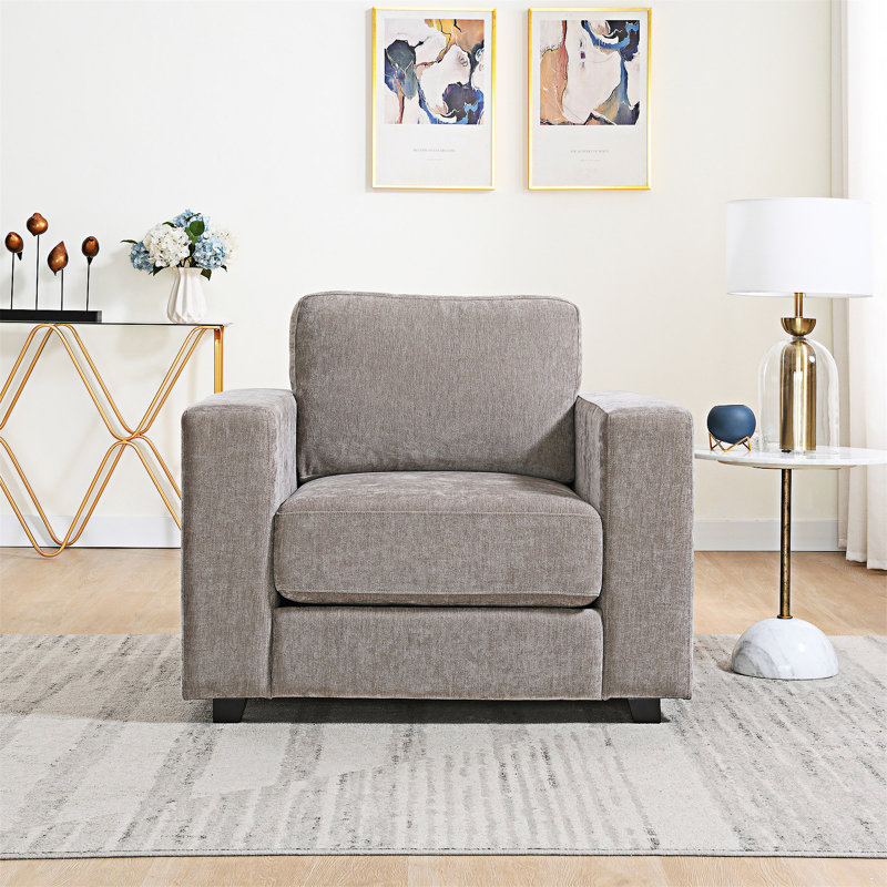 Fauteuil d'appoint rembourré, Marron clair