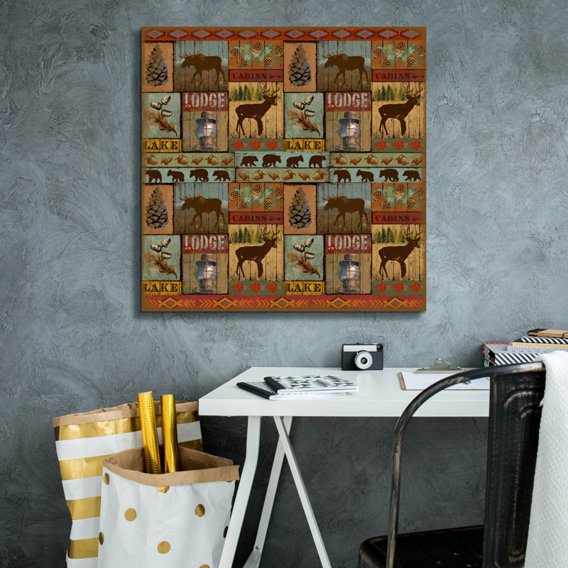 «Patchwork Lodge And Cabin» par Art Licensing Studio, art mural sur toile