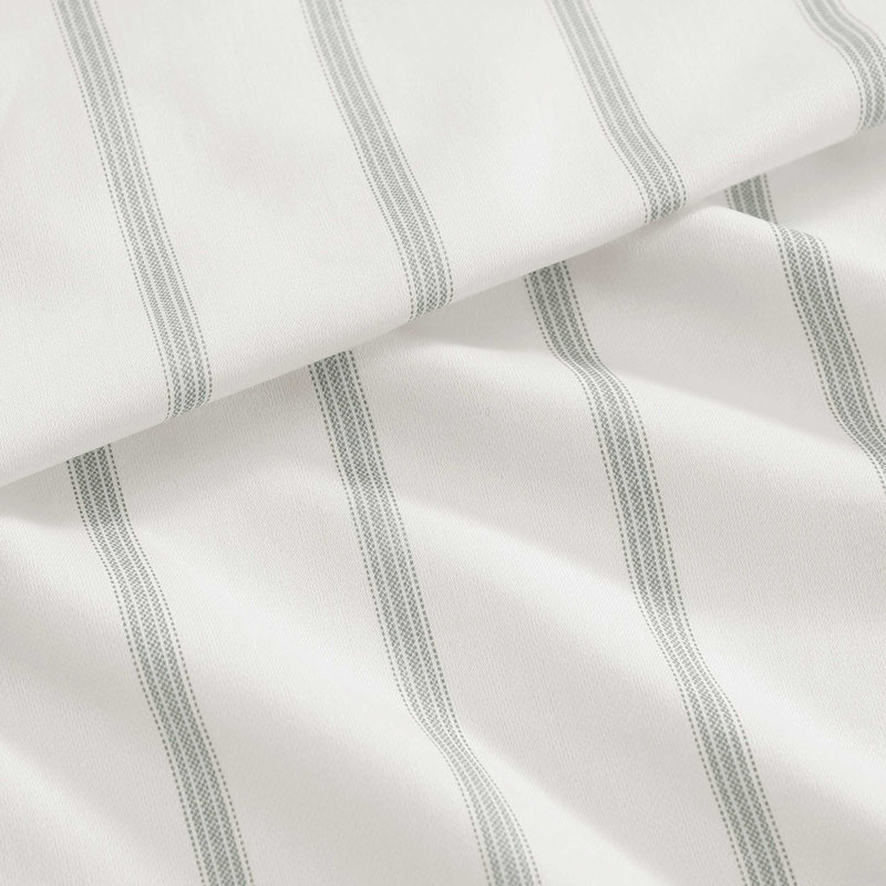 Tommy Bahama La Vida Stripe Cotton Sheet Set, King Sheet Set with 2 Pillowcases, Beige Palm Leaf