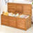 FRESCOLY 47 Gallon Acacia Solid Wood Storage Bench Outdoor Furniture in Brown