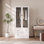 Armoire penderie de 20 po de largeur avec verre cannelé et tiroirs, armoire de rangement pour vêtements de 71 po de hauteur avec tringle et portes à fermeture en douceur